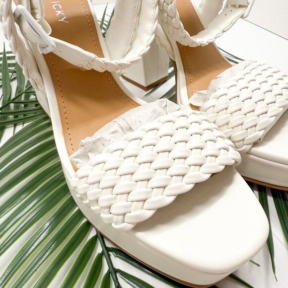 Lisa Vicky Jewel-V Shoes Womens Size 9 Platform Block Heel Sandals Weave PU - Picture 4 of 12